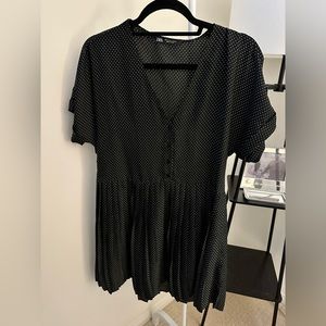 Zara Polka Dot Pleated Mini Dress
